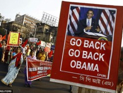 تجمع اعتراضی مردم هند نسبت به سفر اوباما